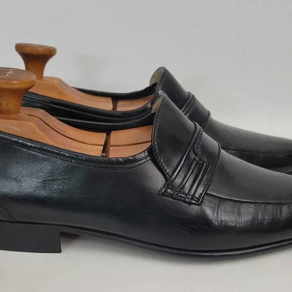 Vintage Bruno Magli Italian Loafers Black Leather Men's 8.5 M NEAR MINT - Picture 2 of 10
